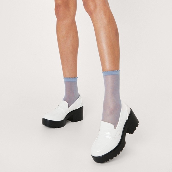 NASTY GAL Faux Leather Chunky Penny Loafers - Picture 1 of 5